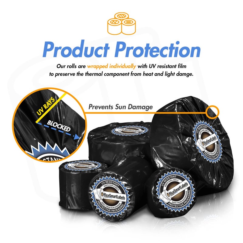 OfficeSmartLabels 1" x 1" Square Direct Thermal Label - Compatible with Rollo Label Printer & Zebra Desktop Printers â€“ 1â€ Core, Multipurpose QR Barcode Postage Adhesive Perforated - 4 Rolls, 1380/Roll - Image 5